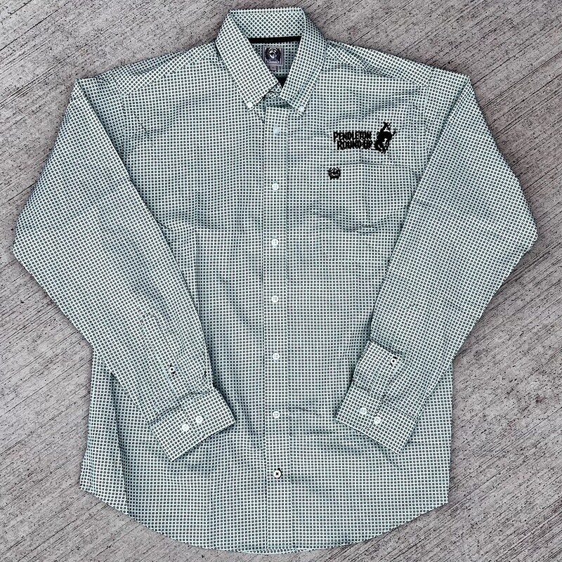 Men&#39;s Cinch Pendleton Round-Up Green Brown Geometric Long Sleeve Button Up