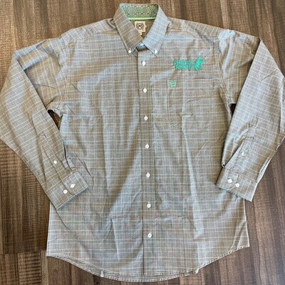 Men&#39;s Cinch Pendleton Round-Up Green Brown Plaid Long Sleeve Button Up