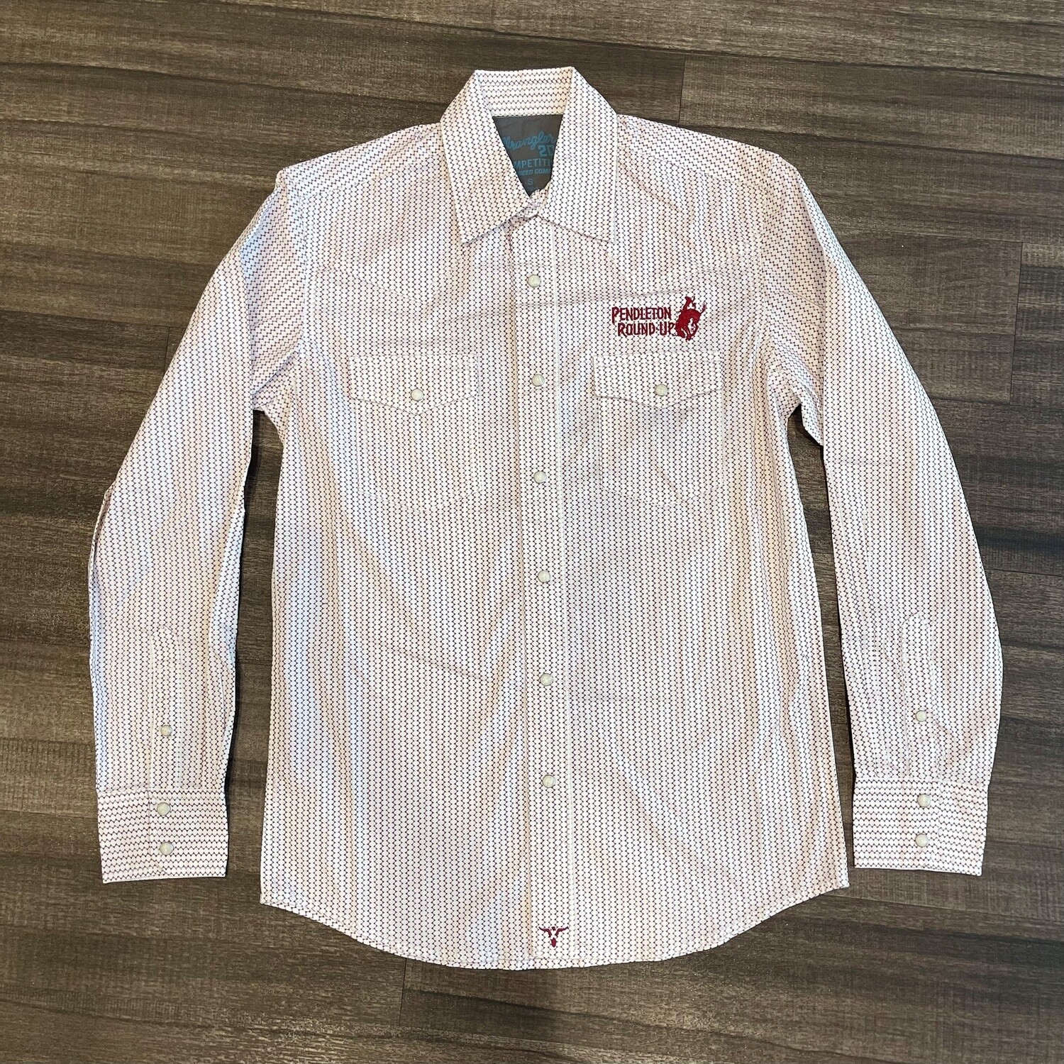 Men&#39;s Wrangler Pendleton Round-Up Maroon Long Sleeve Snap