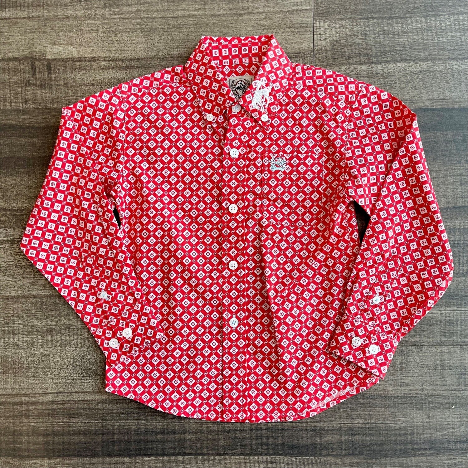 Toddler Cinch Pendleton Round-Up Red Diamond Long Sleeve Button Up, size: 2T