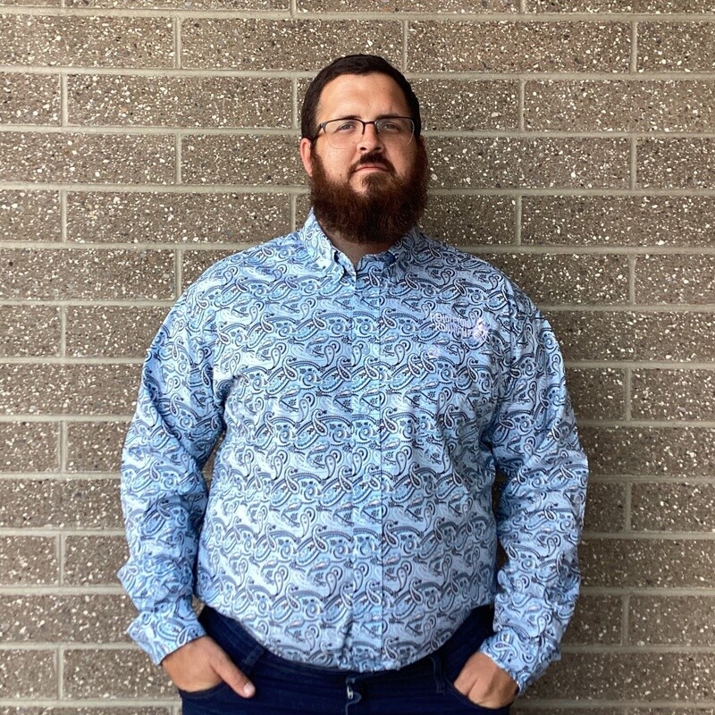 Men&#39;s Cinch Pendleton Round-Up Light Blue Paisley Long Sleeve Button Up