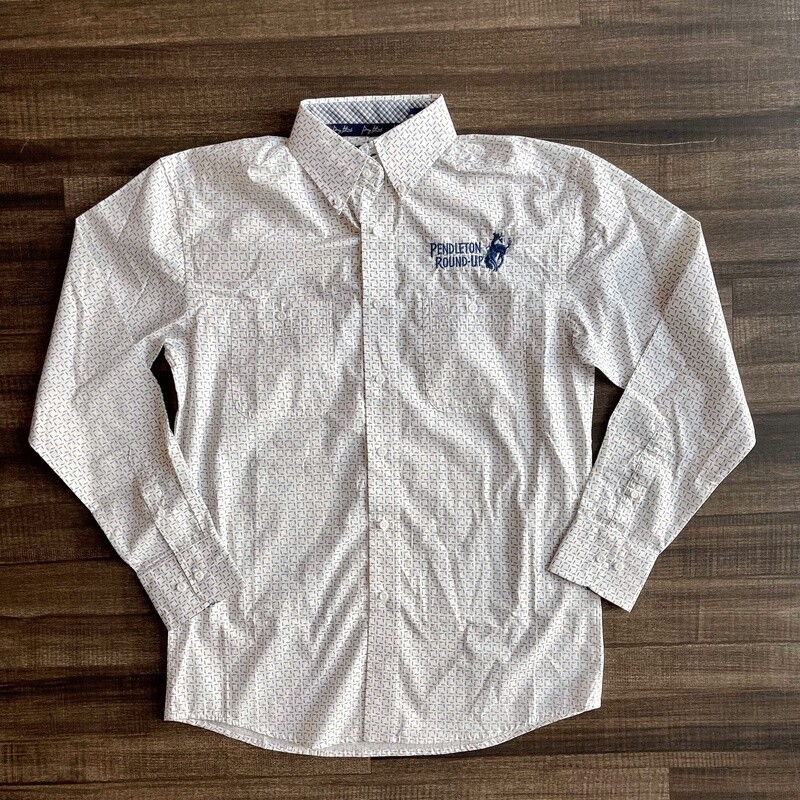 Men&#39;s Wrangler Pendleton Round-Up Navy Geometric Long Sleeve Button