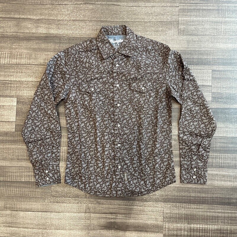 Men&#39;s Wrangler Retro Pendleton Round-Up Brown Paisley Long Sleeve Snap