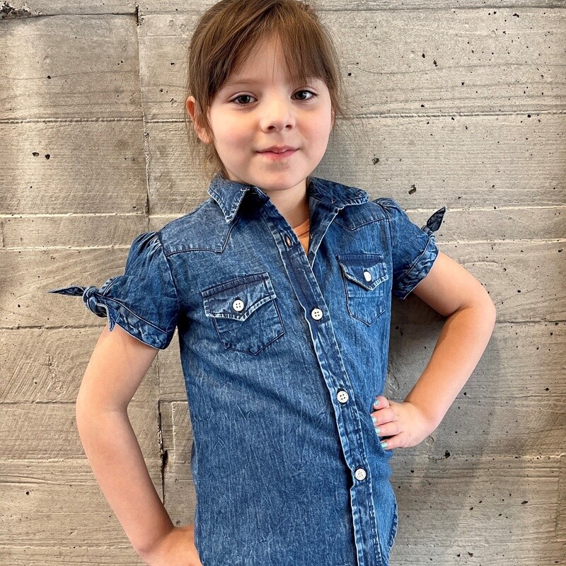 Youth Roper Pendleton Round-Up Denim Short Sleeve Button Up