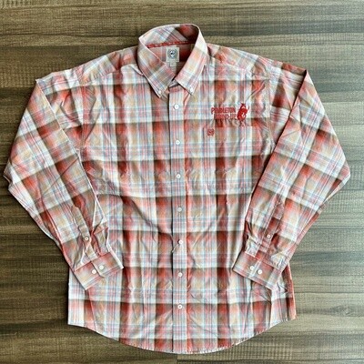 Men&#39;s Cinch Pendleton Round-Up Gray and Red Plaid Long Sleeve Button Up