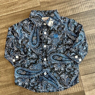 Infant Cinch Pendleton Round-Up Blue Paisley Long Sleeve Button Up