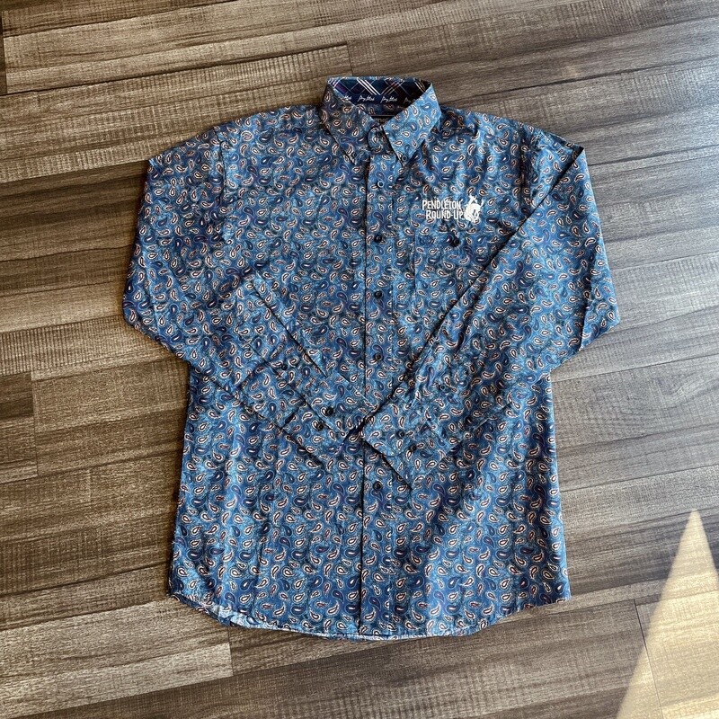 Men&#39;s Wrangler Pendleton Round-Up Maroon Paisley Long Sleeve Button