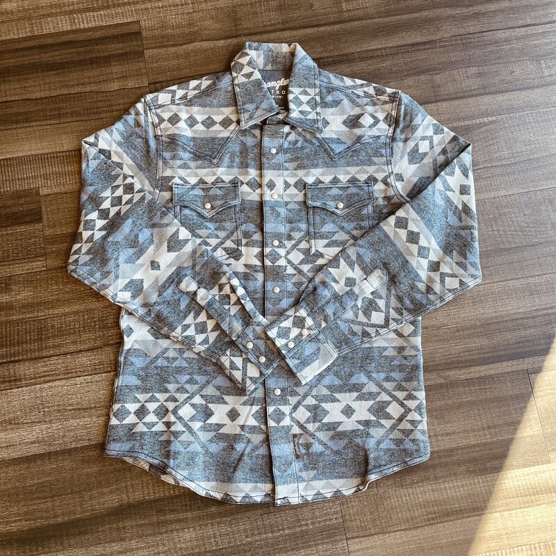 Men&#39;s Wrangler Retro Pendleton Round-Up Blue Aztec Long Sleeve Shirt Jacket