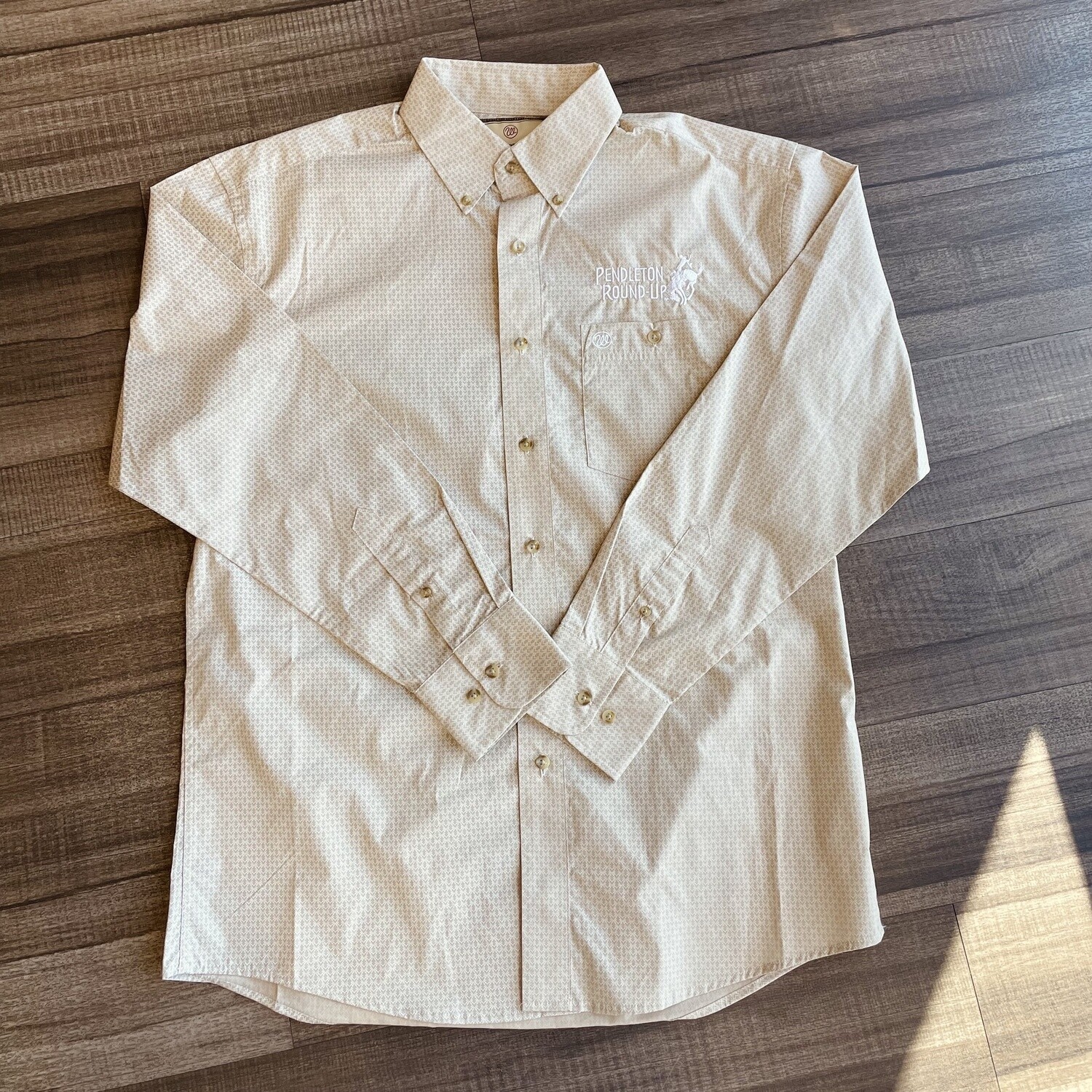 Men&#39;s Wrangler Pendleton Round-Up Tan Geometric Long Sleeve Button