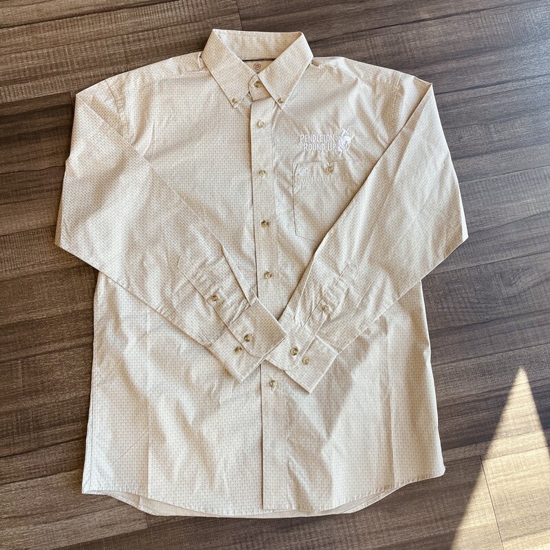 Men&#39;s Wrangler Pendleton Round-Up Tan Geometric Long Sleeve Button