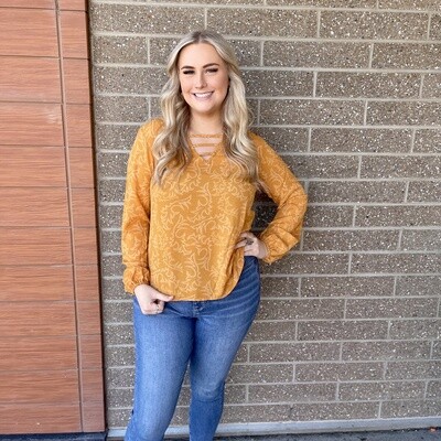 Ladies Cruel Pendleton Round-Up Gold Blouse