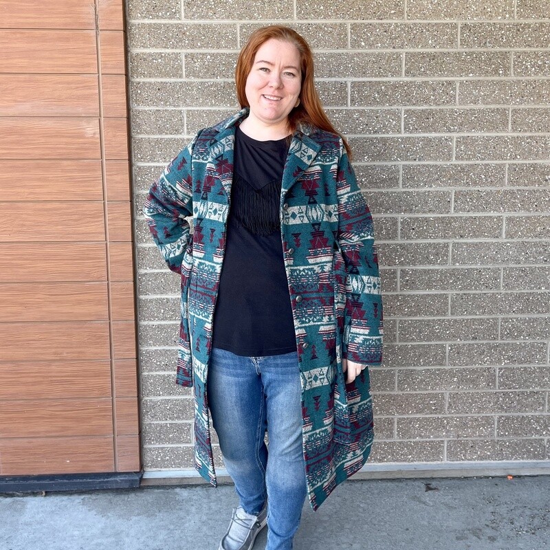 Ladies Outback Pendleton Round-Up Teal Brooklyn Jacket