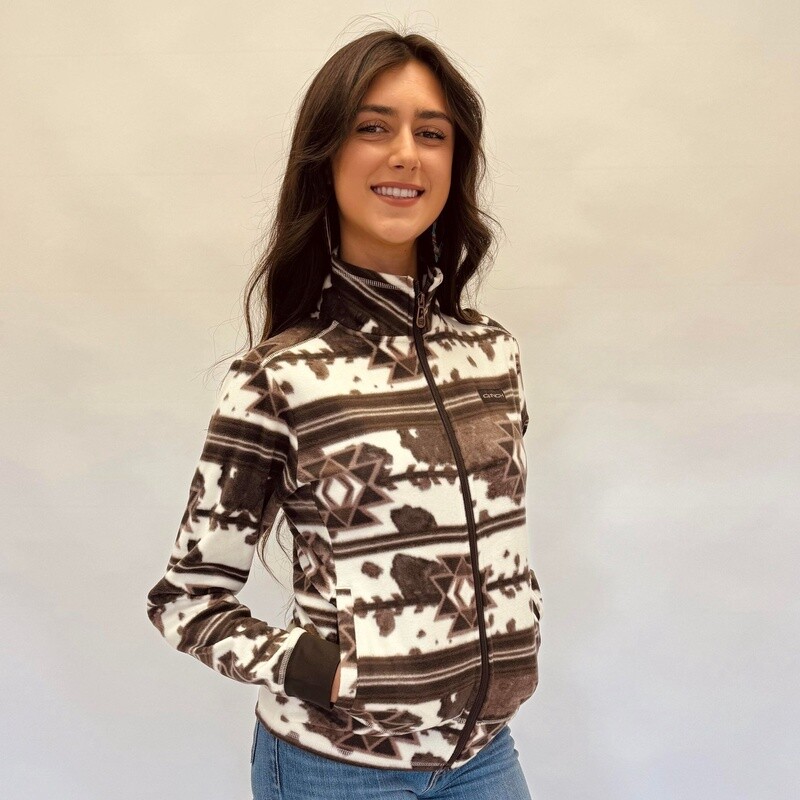 Ladies Cinch Pendleton Round-Up Cream Full Zip Fleece Sweater