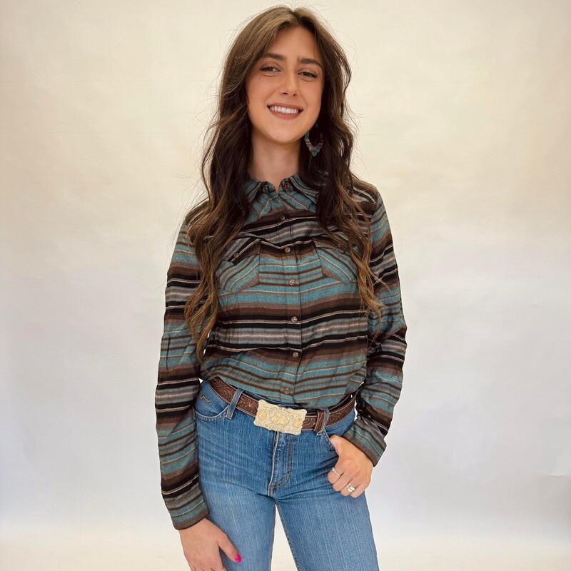 Ladies Cruel Pendleton Round-Up Western Long Sleeve Snap