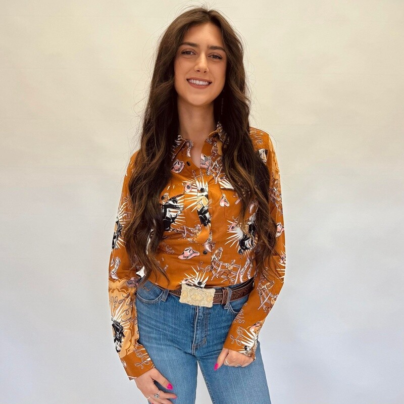 Ladies Wrangler Pendleton Round-Up Cowboy Long Sleeve Snap