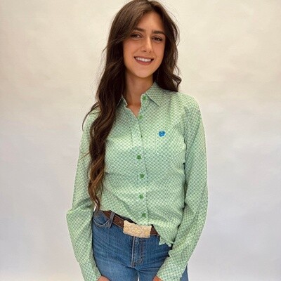 Ladies Cinch Pendleton Round-Up Green/Teal Long Sleeve Button Up