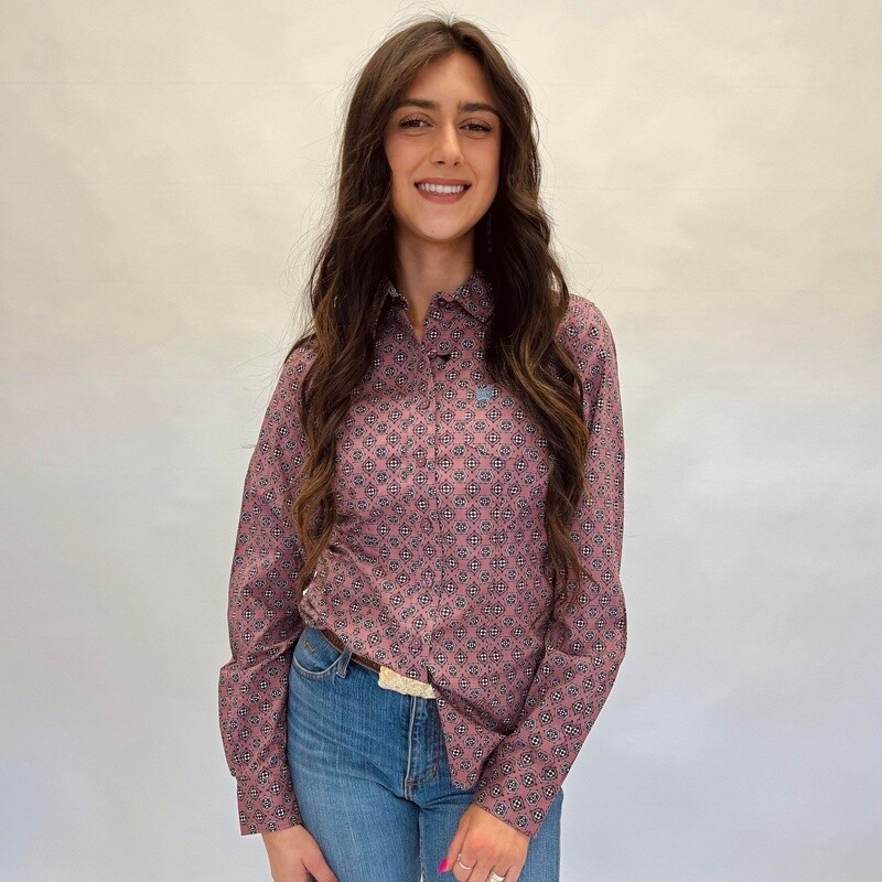Ladies Cinch Pendleton Round-Up Mauve Long Sleeve Button Up