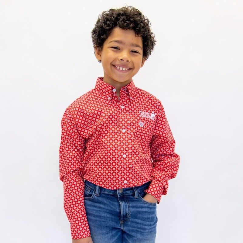 Youth Cinch Pendleton Round-Up Red Diamond Long Sleeve Button Up