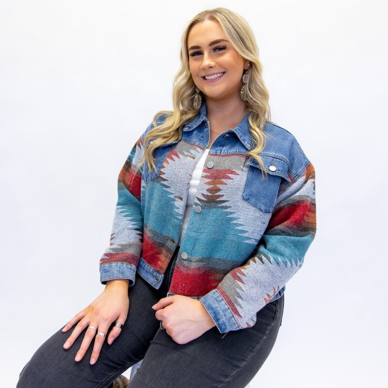 Ladies MontanaCo Pendleton Round-Up Denim and Aztec Jacket