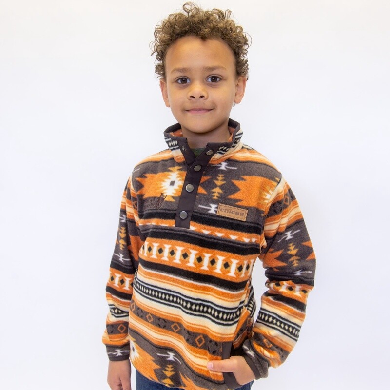 Youth Cinch Pendleton Round-Up Orange Aztec 1/4 Snap Fleece