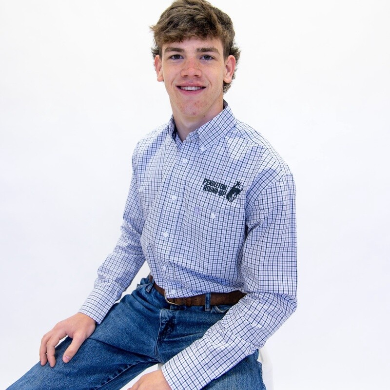 Men&#39;s Wrangler Pendleton Round-Up Purple Plaid Long Sleeve Button Up