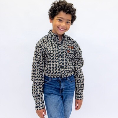Youth Cinch Pendleton Round-Up Hexagon Long Sleeve Button Up