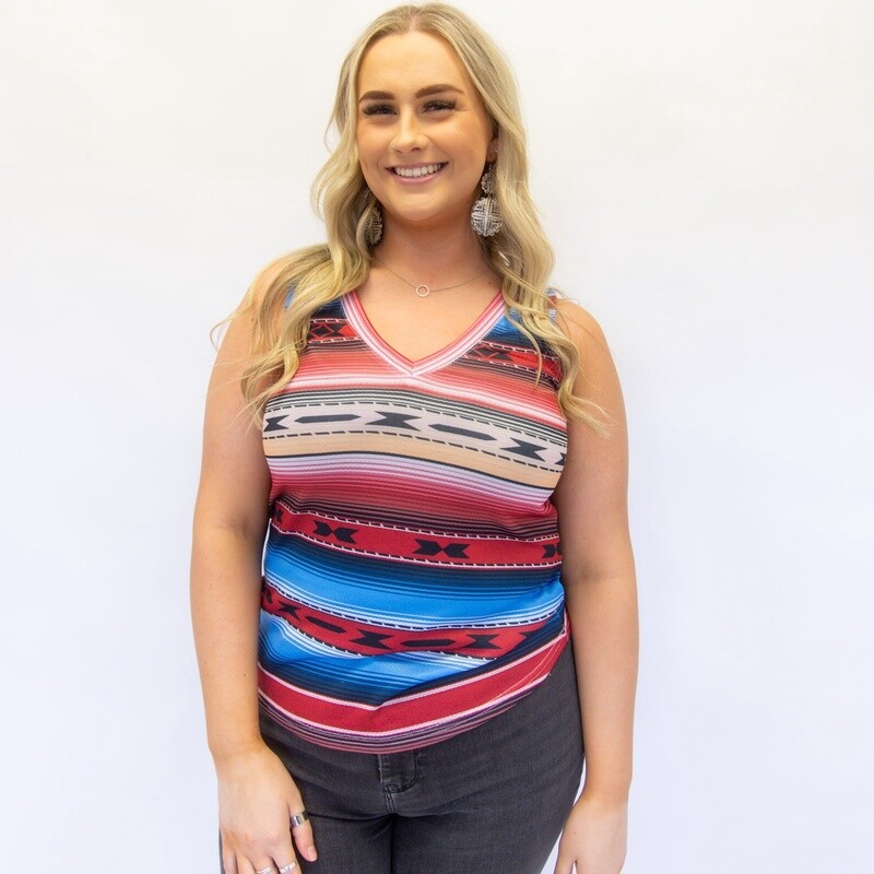 Ladies Roper Pendleton Round-Up Striped Tank Top