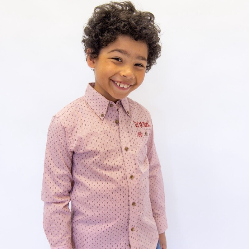 Youth Wrangler Pendleton Round-Up Red Stripe Long Sleeve Button Up