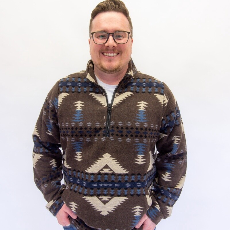 Men&#39;s Outback Pendleton Round-Up Brown Charlie Henley 1/4 Zip