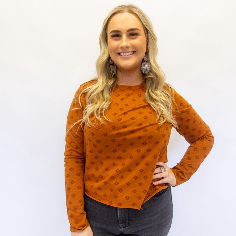 Ladies Cruel Pendleton Round-Up Cropped Long Sleeve Tee