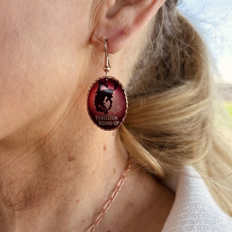 Pendleton Round-Up Pink Ombre Copper Earrings