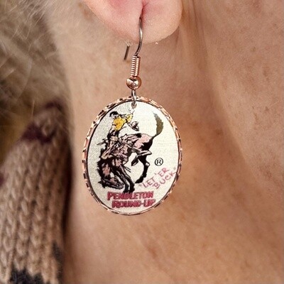 Pendleton Round-Up Oval Full Color Copper Earrings
