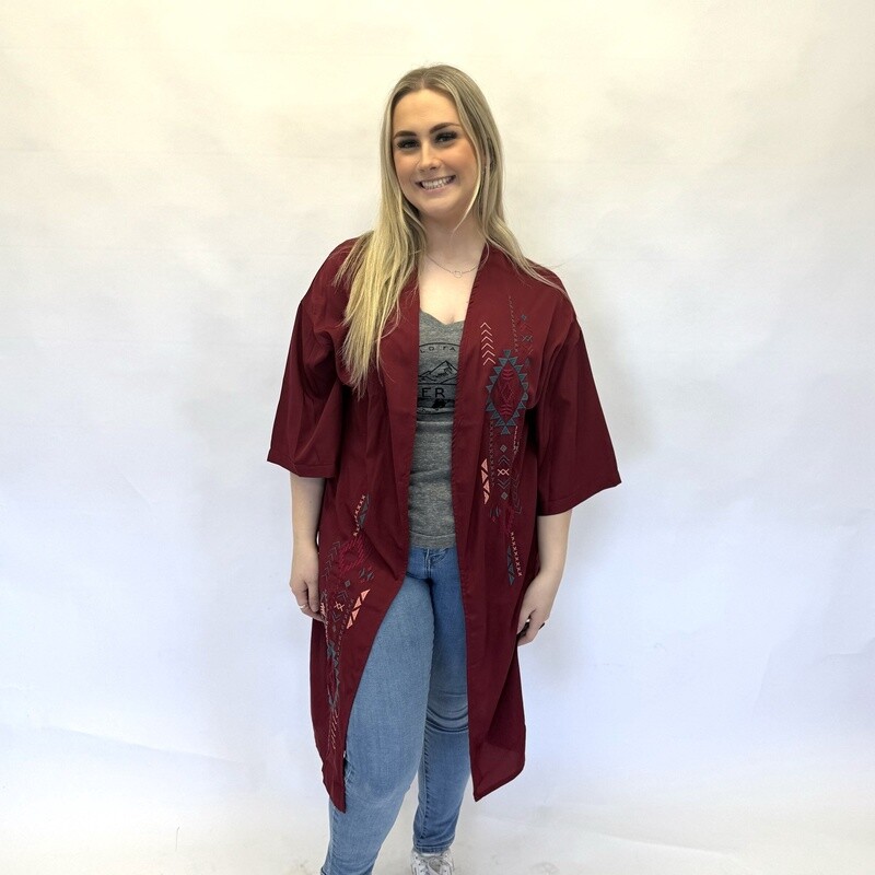 Ladies Roper Pendleton Round-Up Burgundy Aztec Duster