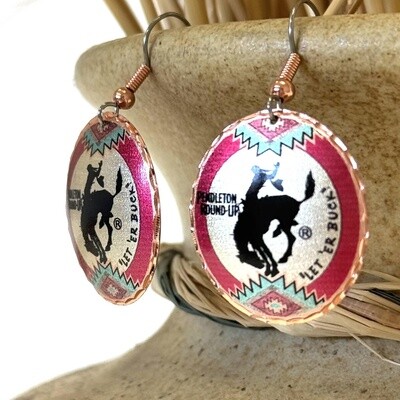 Pendleton Round-Up Southwest Bronco Copper Earrings