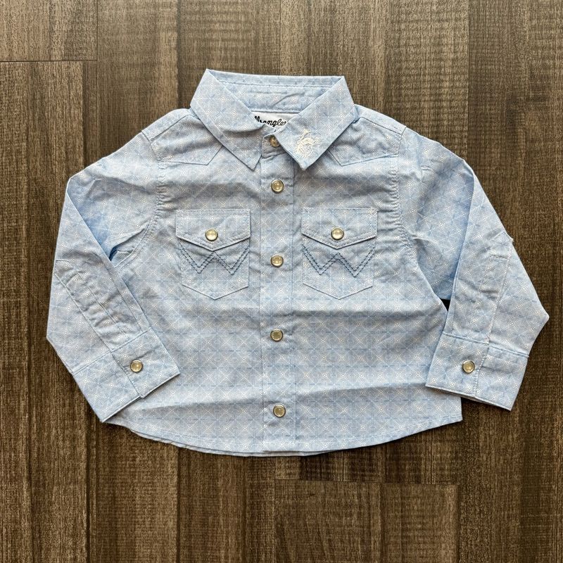 Infant Wrangler Pendleton Round-Up Blue Geo Long Sleeve Snap