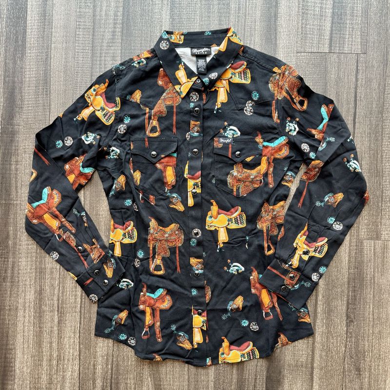 Ladies Wrangler Pendleton Round-Up Saddle Up Long Sleeve Snap