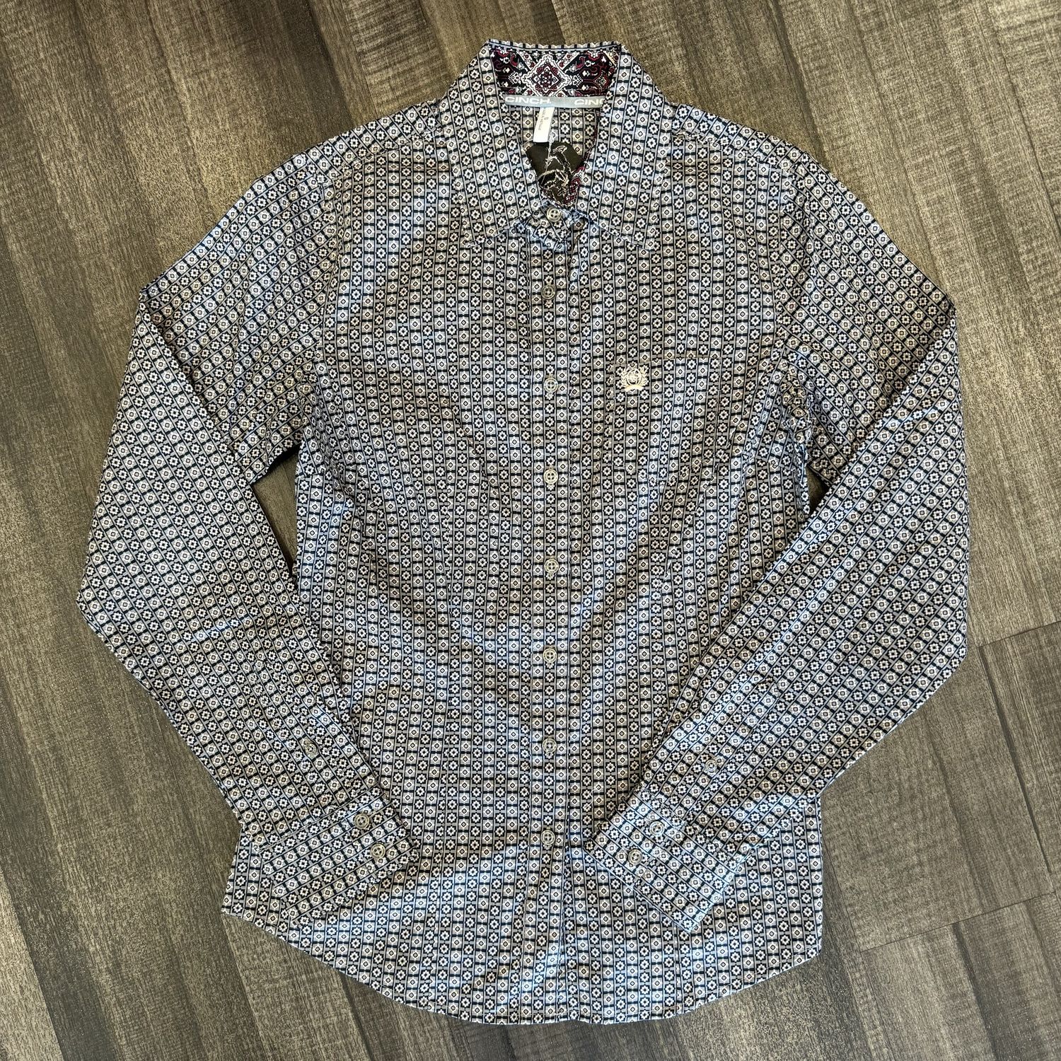 Ladies Cinch Pendleton Round-Up Grey Diamond Long Sleeve Button Up