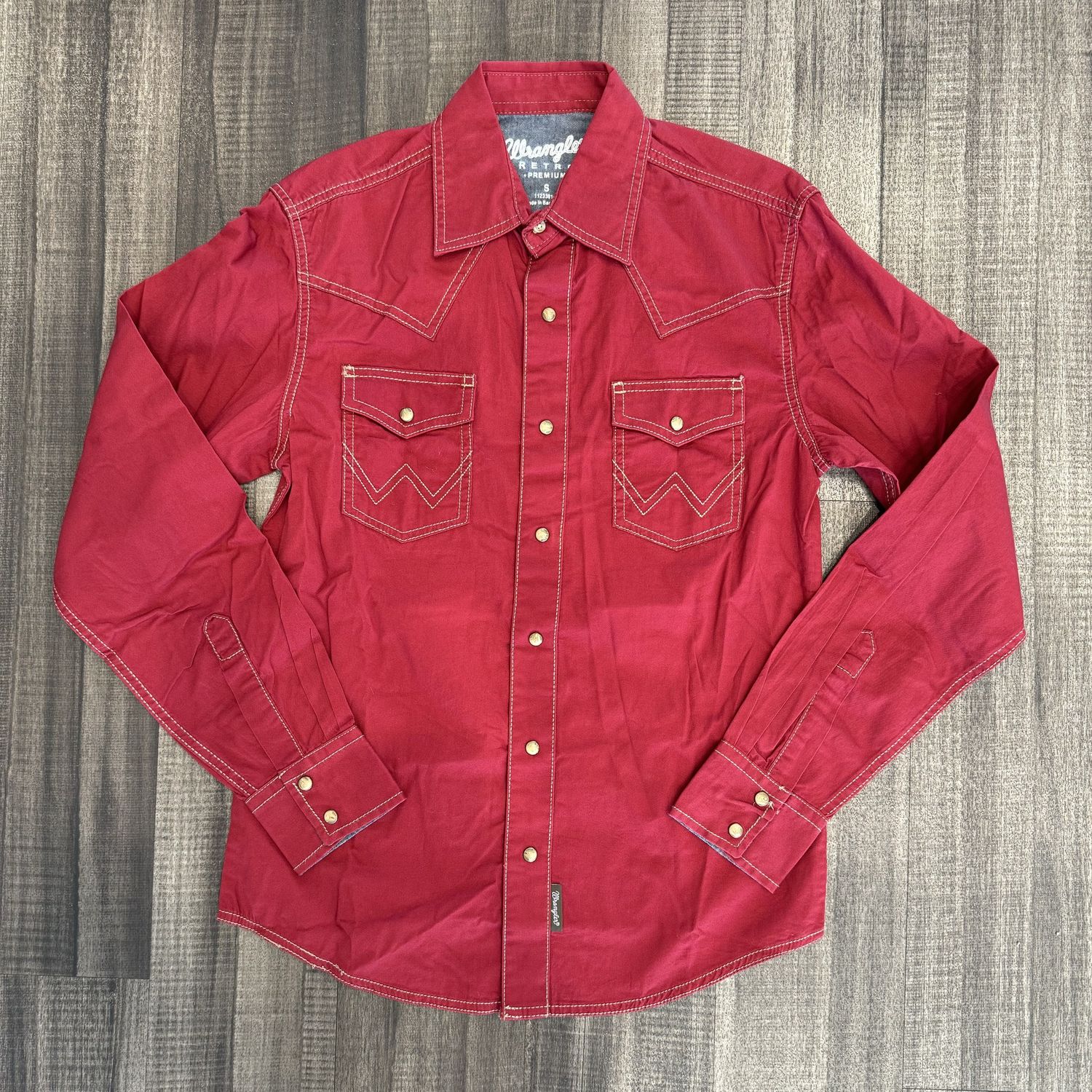 Men&#39;s Wrangler Pendleton Round-Up Red Retro Long Sleeve Snap