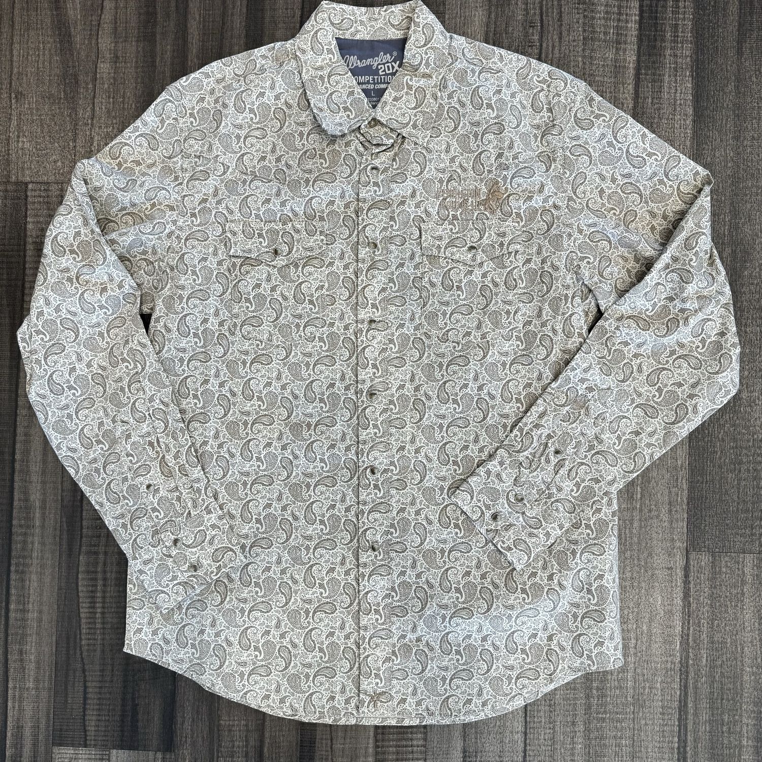 Men&#39;s Wrangler Pendleton Round-Up Brown Paisley Long Sleeve Button