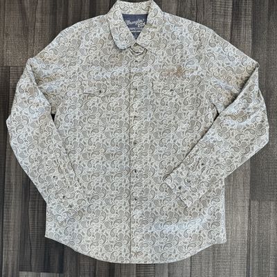 Men's Wrangler Pendleton Round-Up Brown Paisley Long Sleeve Button