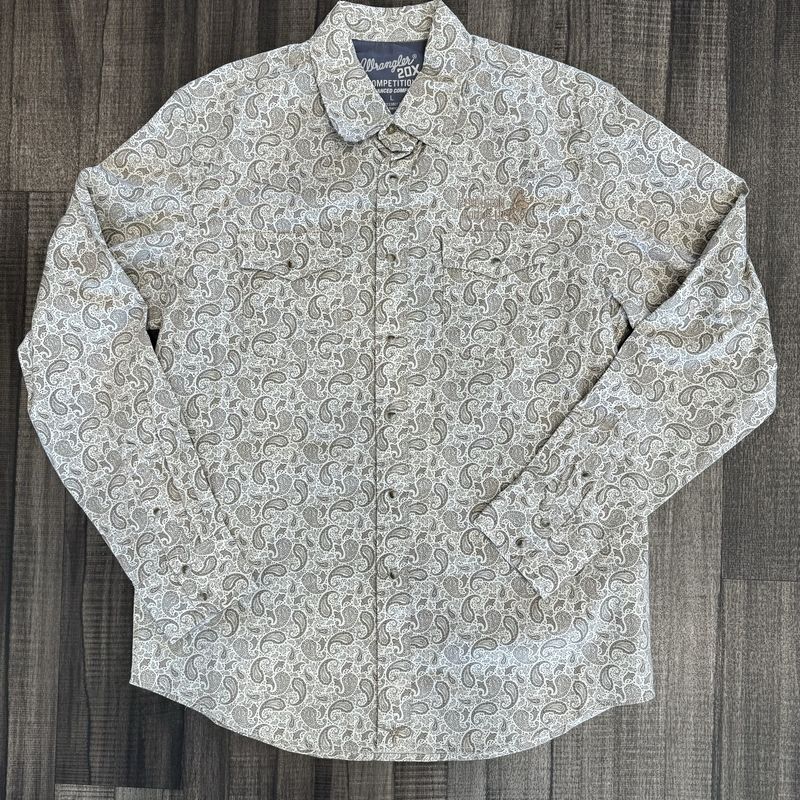 Men&#39;s Wrangler Pendleton Round-Up Brown Paisley Long Sleeve Button
