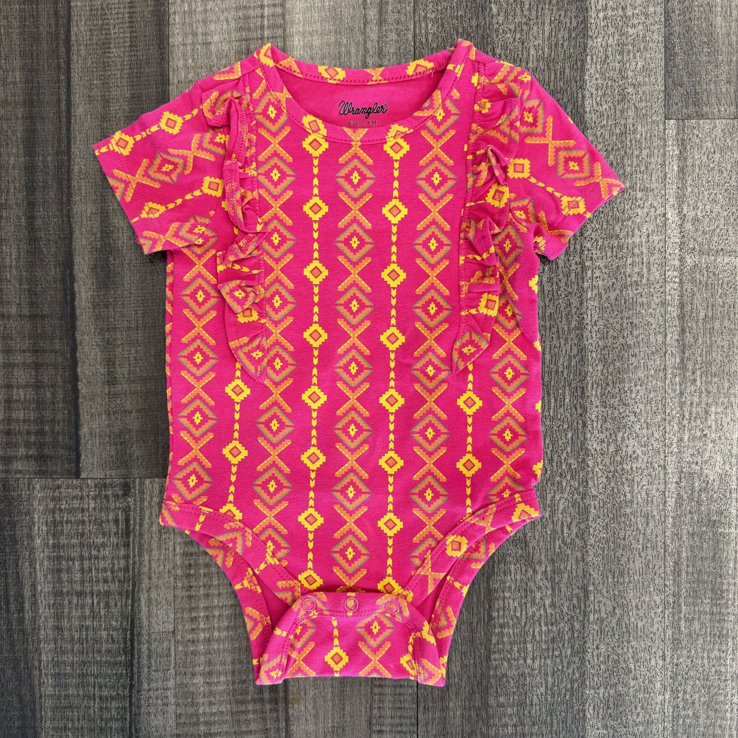 Infant Girls Wrangler Pendleton Round-Up Pink Ruffle Onesie
