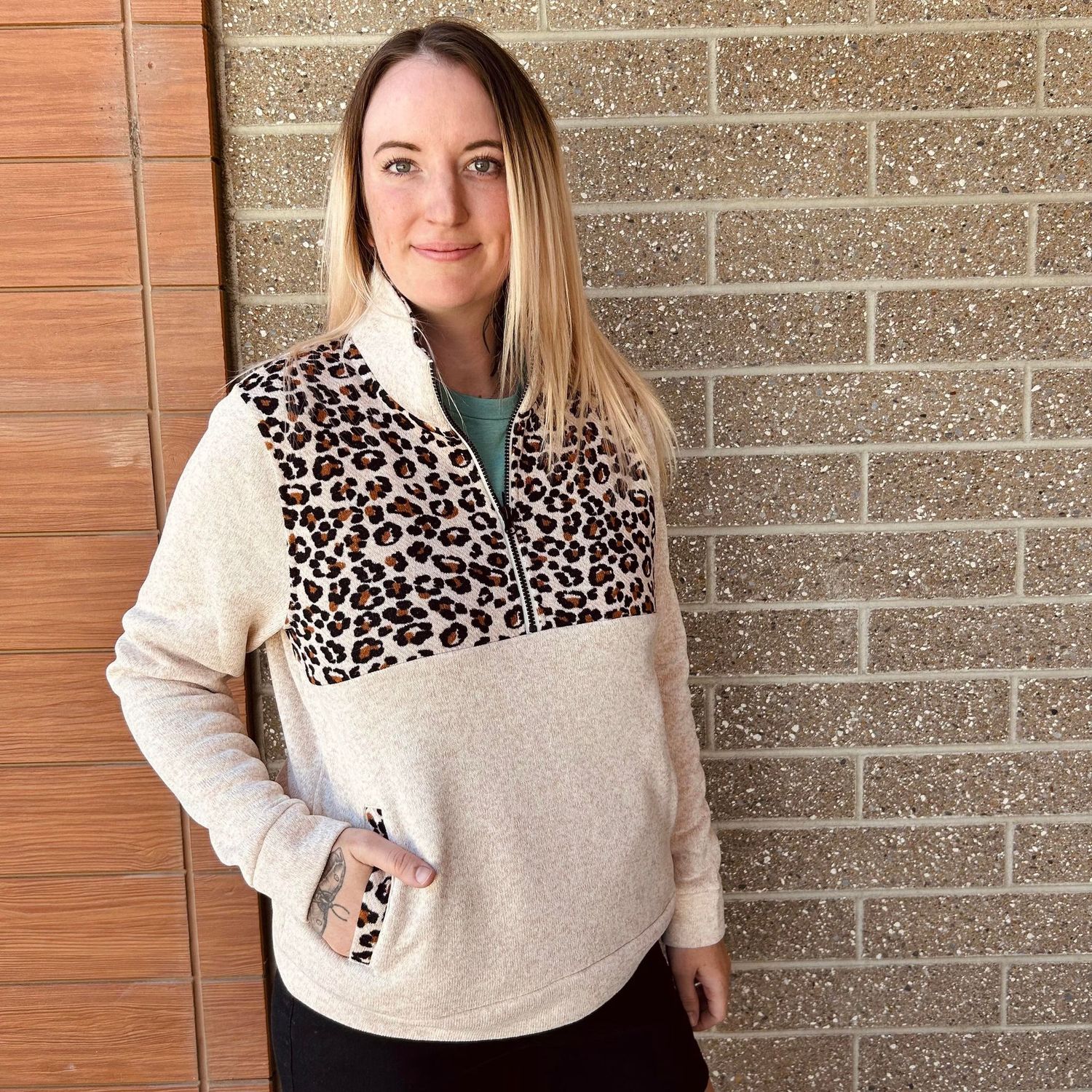 Ladies Cinch Pendleton Round-Up Cheetah 1/2 Zip Pullover