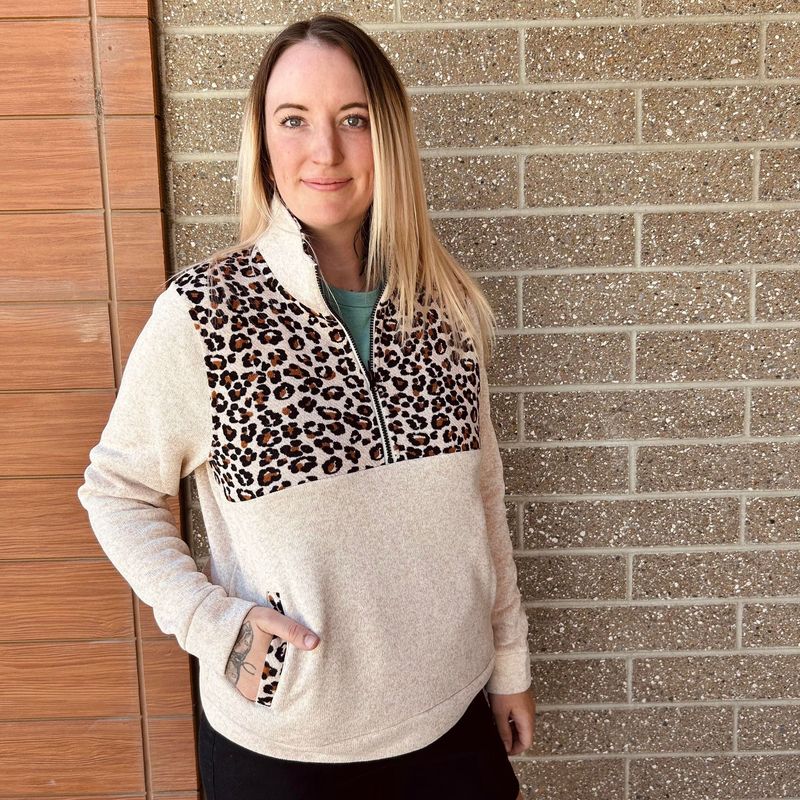 Ladies Cinch Pendleton Round-Up Cheetah 1/2 Zip Pullover