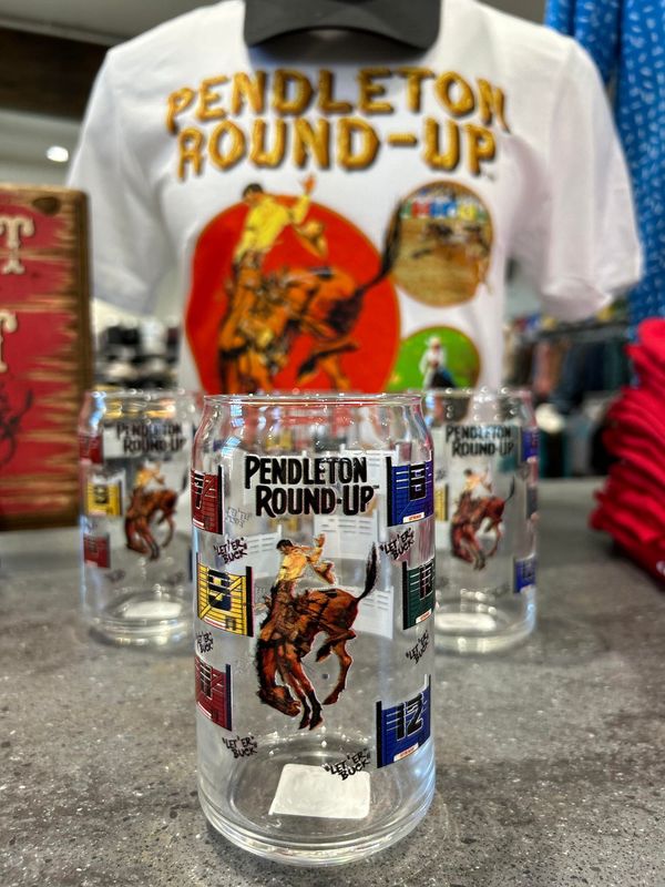 Pendleton Round-Up Chutes Soda Can Glass