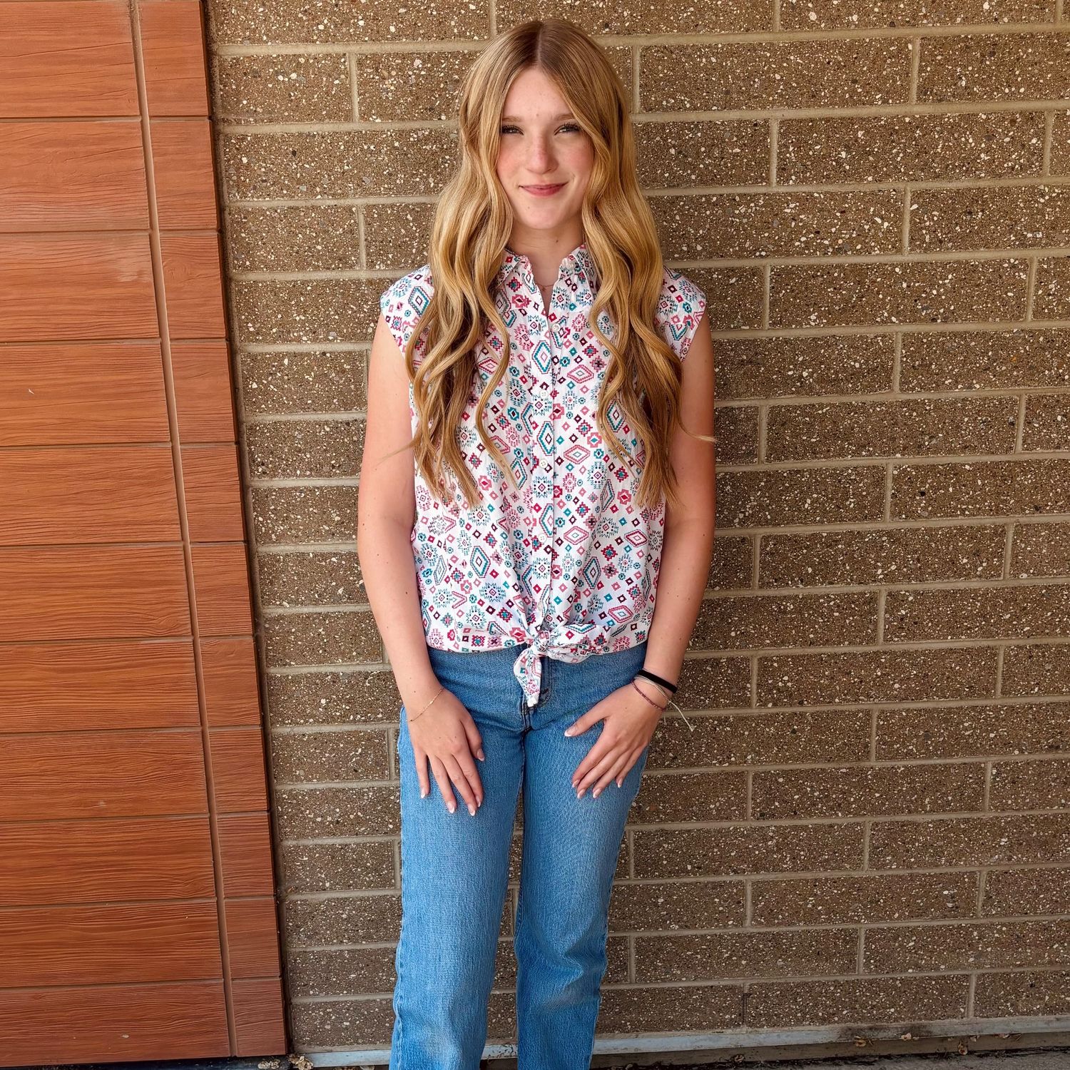 Ladies Roper Pendleton Round-Up Aztec Button Front Tank