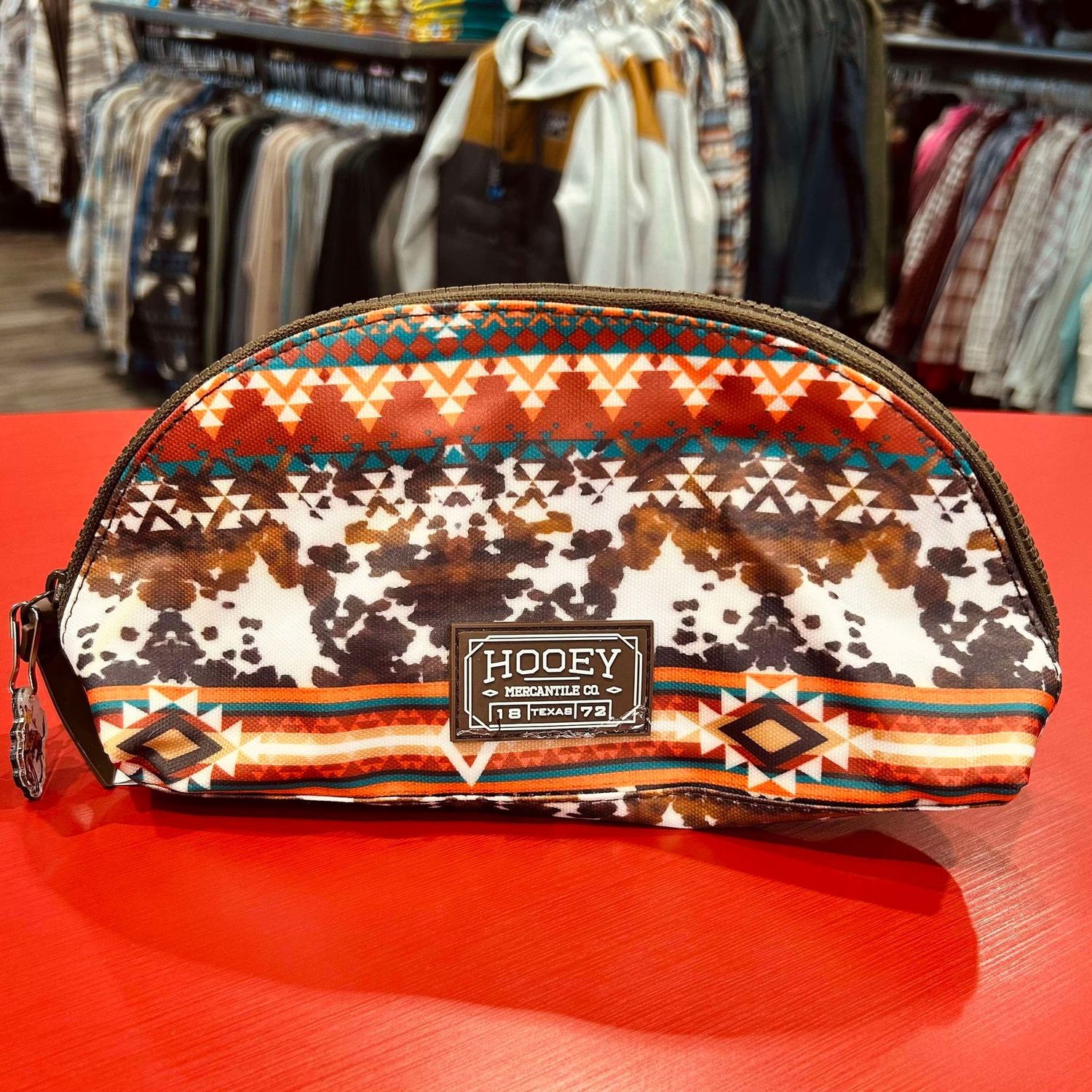 Pendleton Round-Up Aztec/Cow Print Hooey Make Up Bag