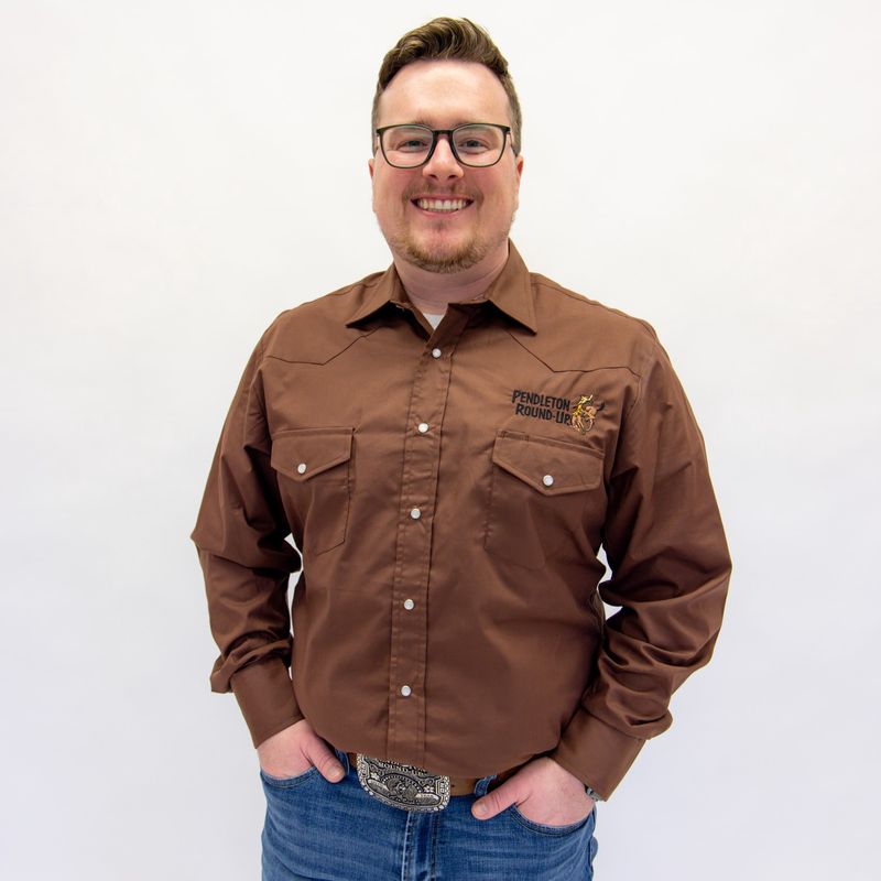 Men&#39;s Roper Pendleton Round-Up Brown Long Sleeve Snap