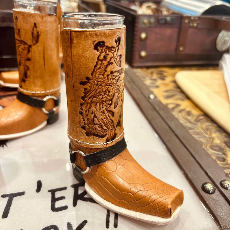 Pendleton Round-Up Brown Boot Shot Glass