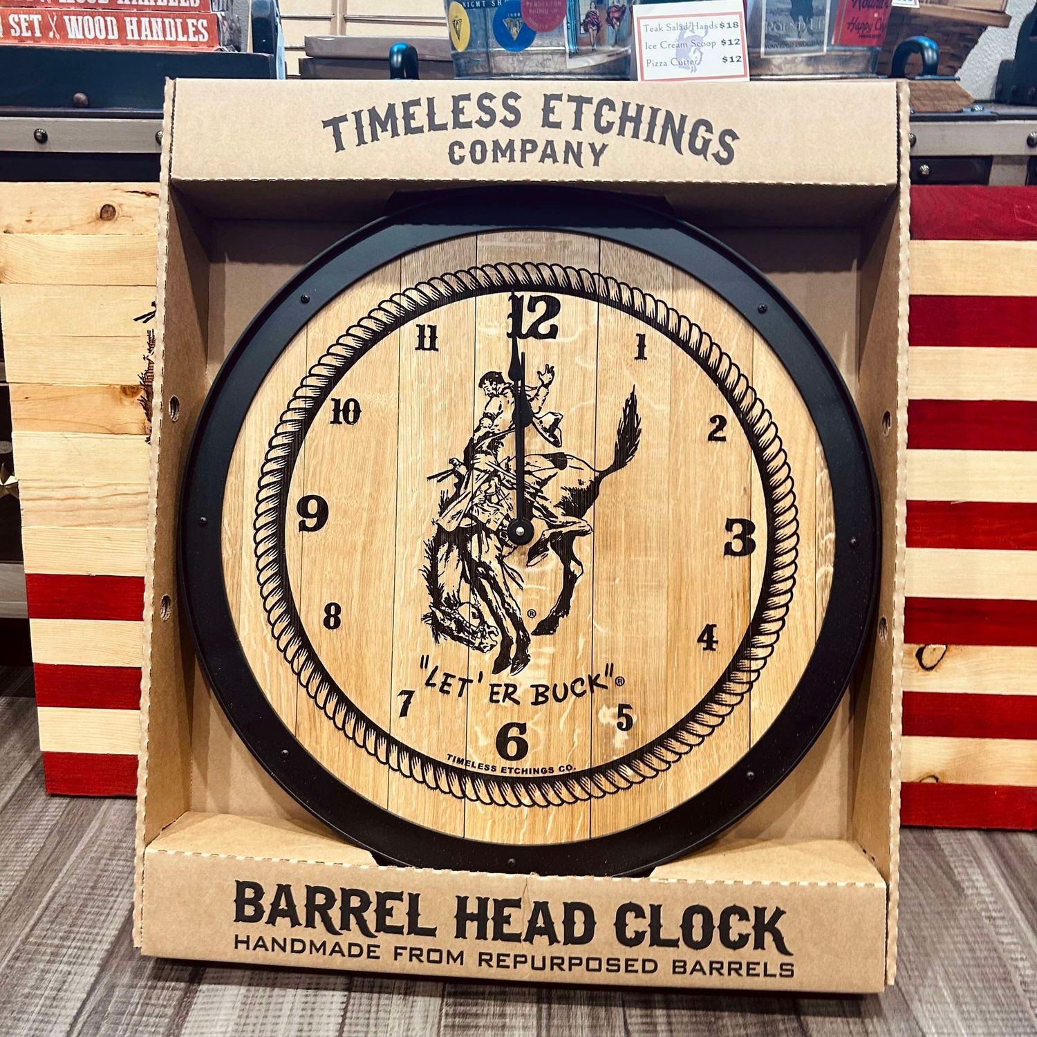 Pendleton Round-Up Wine Barrel Head Clock